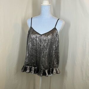Anthropologie Metallic Sequin Silver Women's Top - Size 8 NWT
